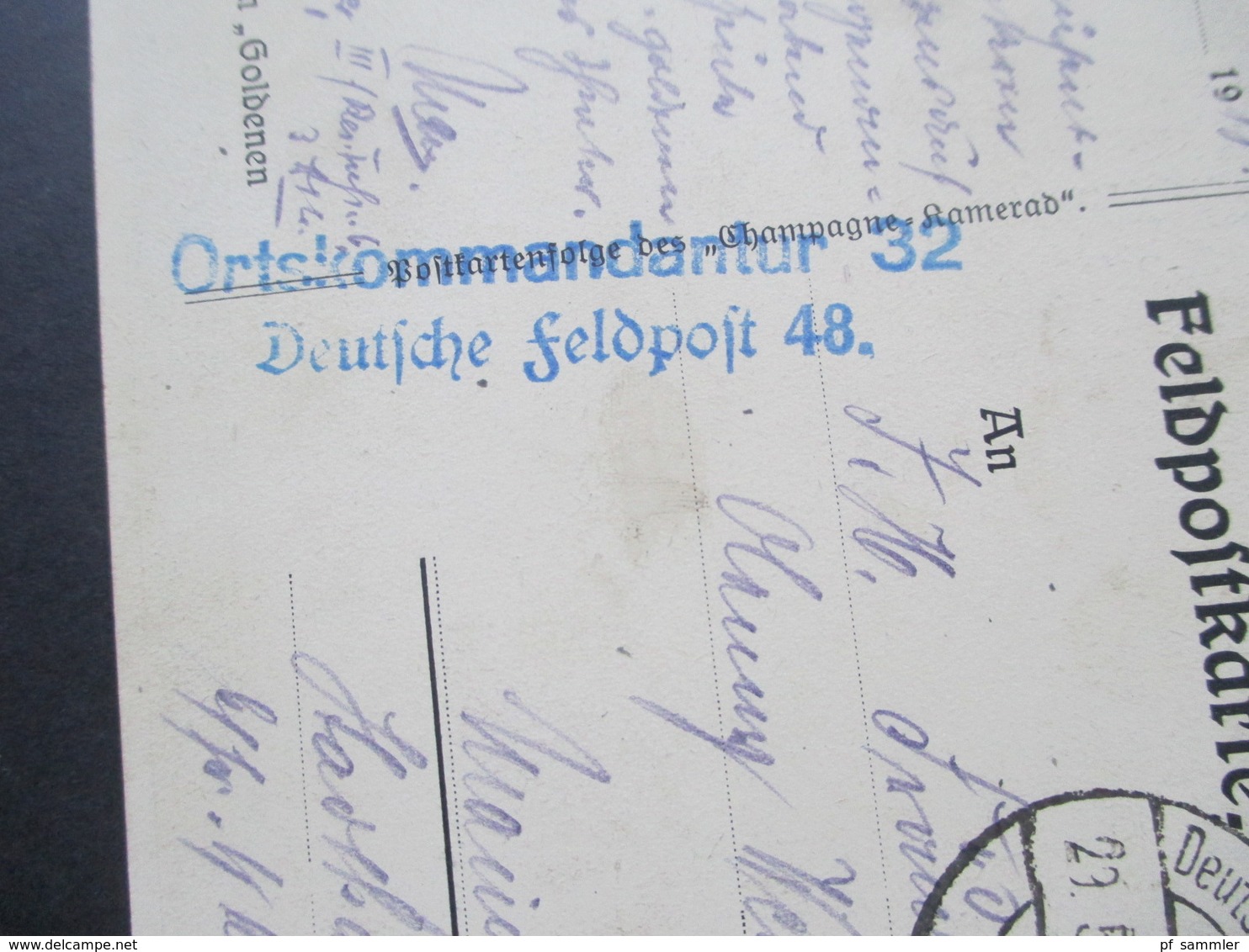 DR Feldpost 1. WK Mai 1918 Im Felde AK Gasthaus Zum Goldenen Löwen Baluer L2 Ortskommandantur 32 Deutsche Feldpost 48 - Briefe U. Dokumente