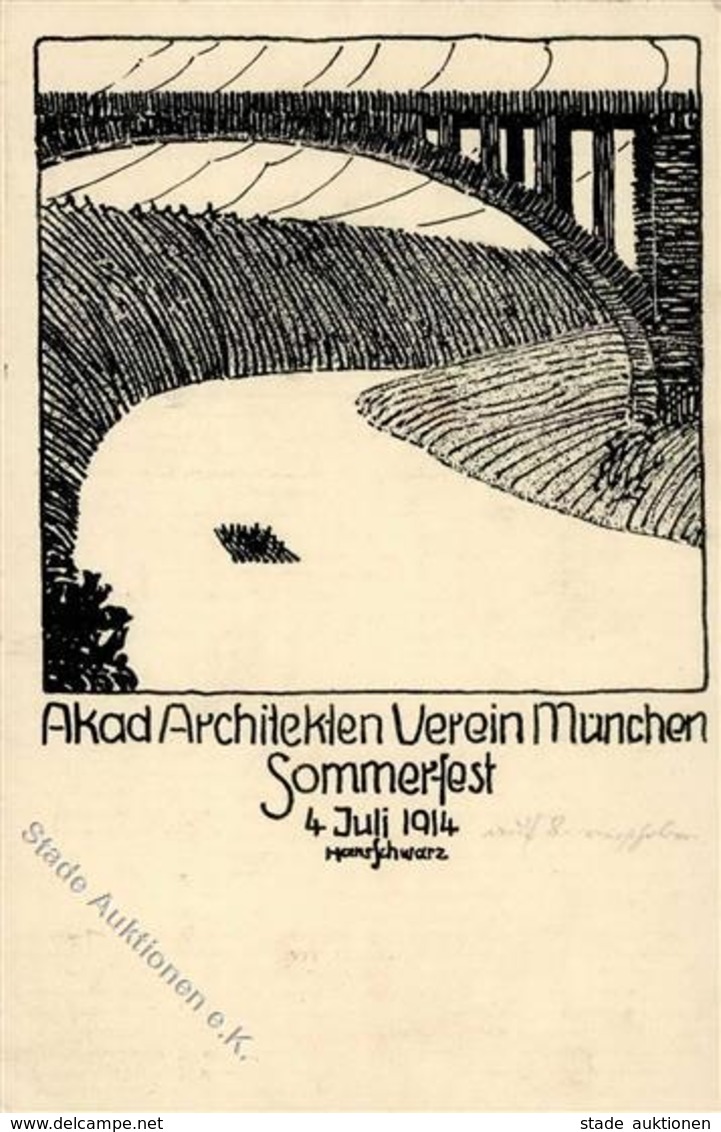 Architekt München (8000) Schwarz, Hans Akad. Architekten Verein Sommerfest 1914 I-II - Zonder Classificatie