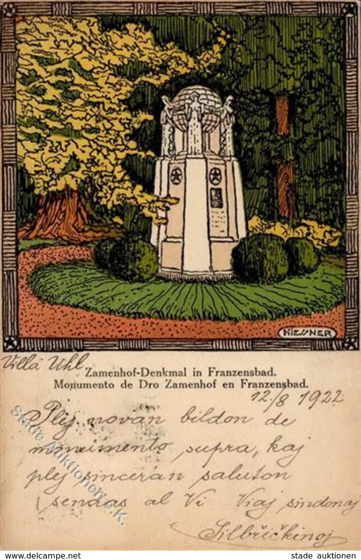 Esperanto Frantiskovy Lazne  Tschechien Denkmal Zamenhof I-II - Esperanto