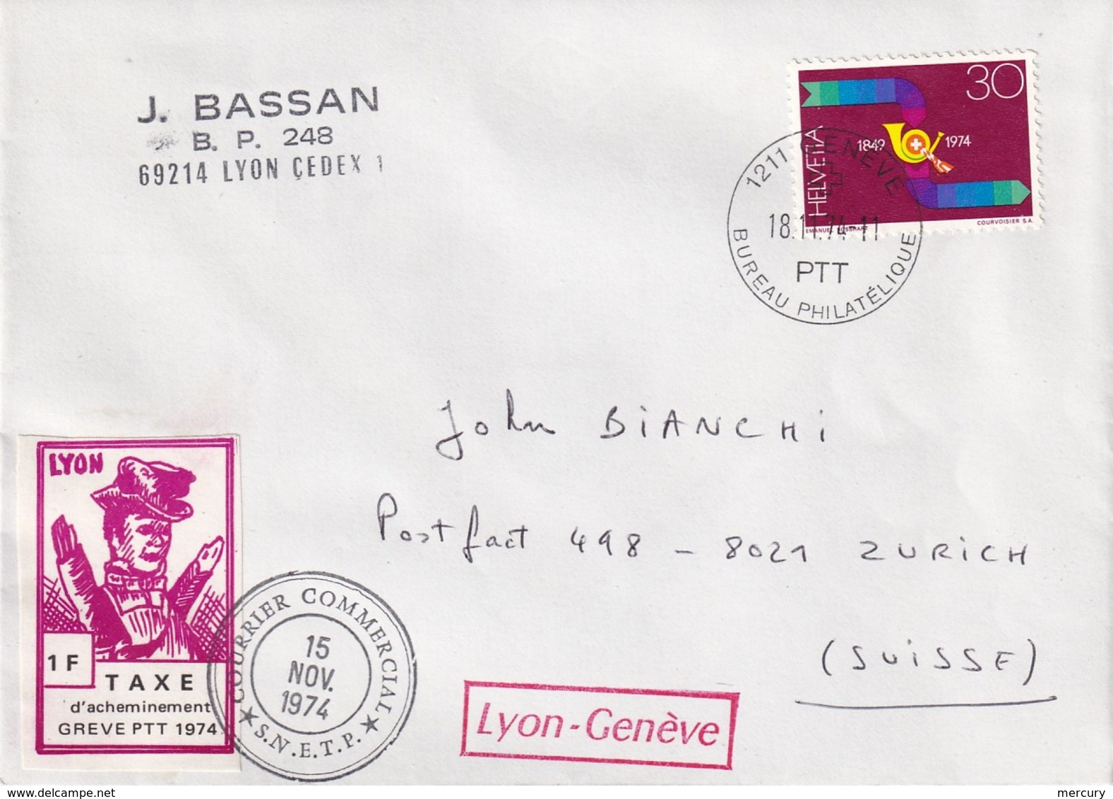 FRANCE - Lyon De 1974 - Les 2 Valeurs Sur Lettre - 2 Scans - Other & Unclassified