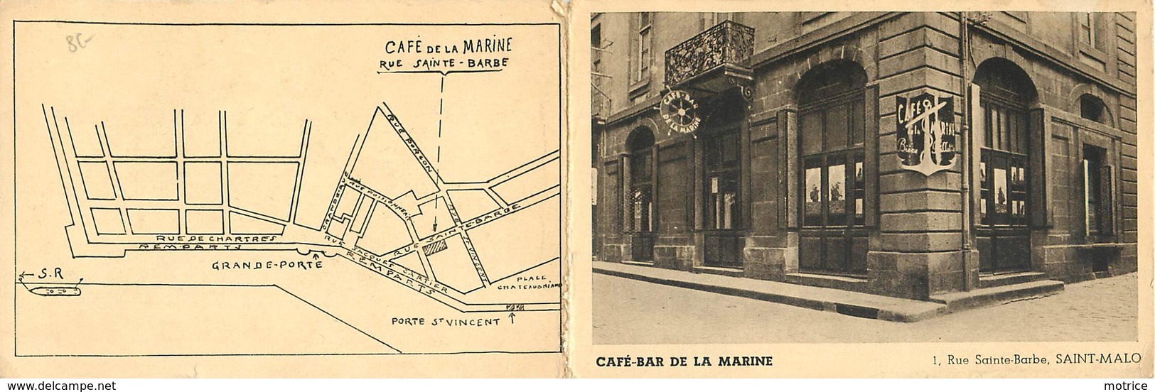 SAINT MALO - Café-Bar De La Marine, Carte Double Format 14cm X 9,5cm (fermée). - Autres & Non Classés