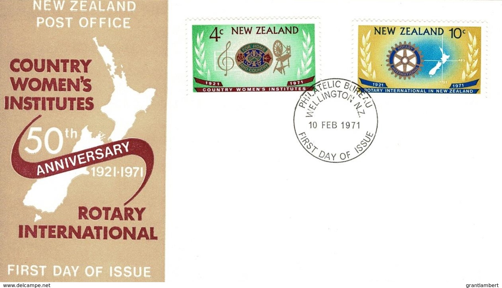 New Zealand 1971 Country Women's Institute & Rotary Golden Jubilee FDC - FDC