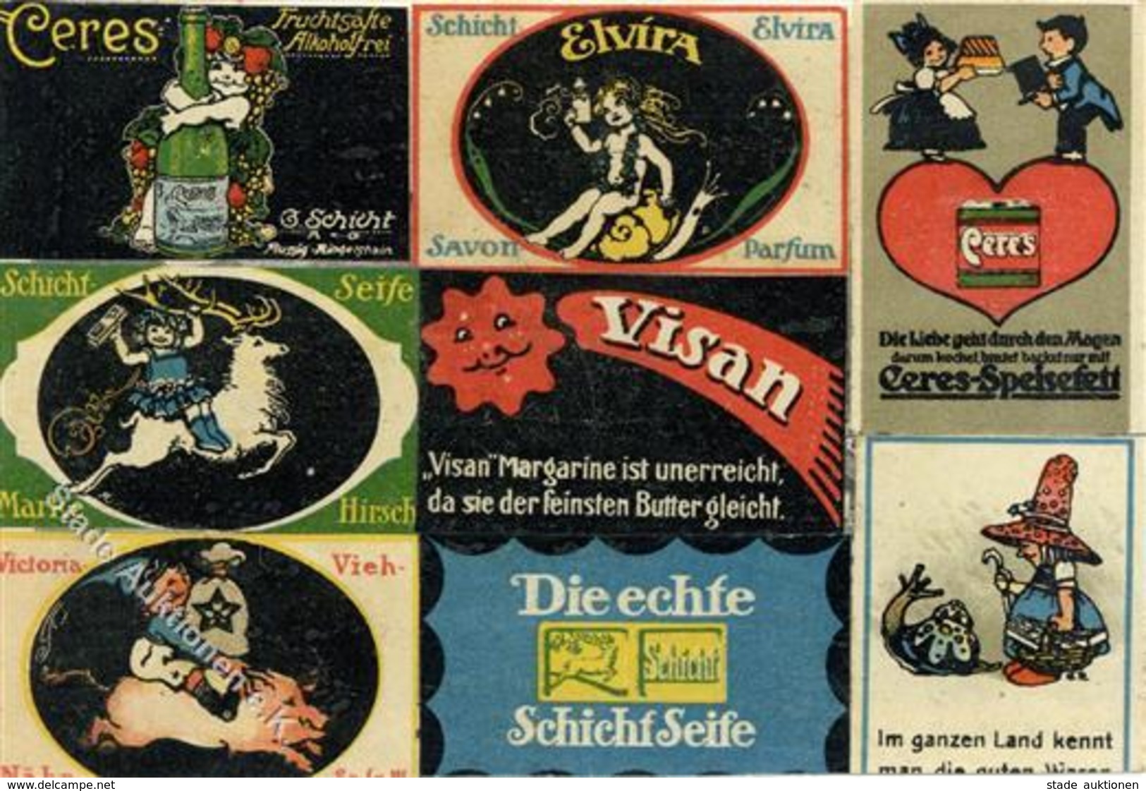 Vignette 8 Vignetten Auf Ansichtskarte Geklebt   I-II - Advertising