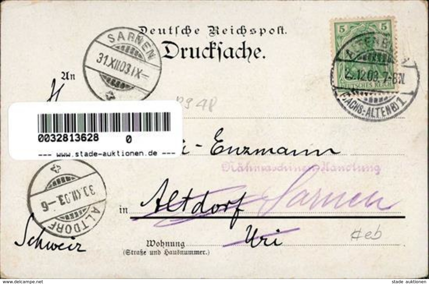 Nähmaschine Altenburg (O7400) Vesta L. O. Dietrich Werbe AK 1903 I-II (Eckbug) - Advertising