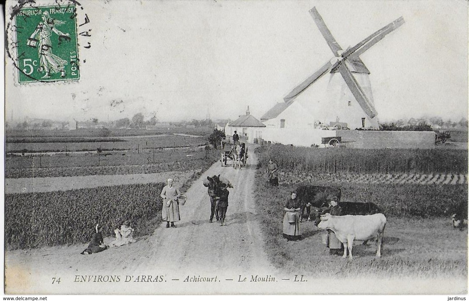 ARCHICOURT  ( Environs D'Arras ) Le Moulin Et Son Animation (1913) - Sonstige & Ohne Zuordnung