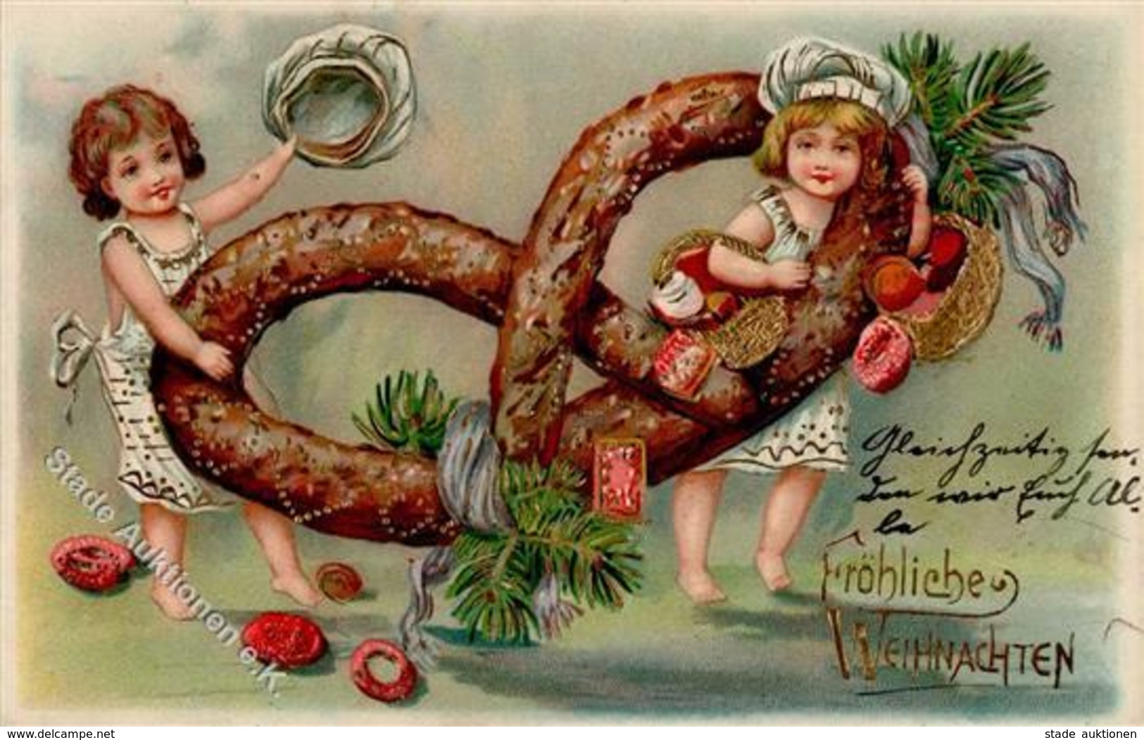 Weihnachten Kinder Brezel Prägedruck 1905 I-II Noel - Sonstige & Ohne Zuordnung