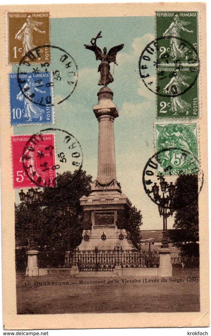 Dunkerque 1935 - Monument De La Victoire N°13 Avec 6 Timbres - Dunkerque