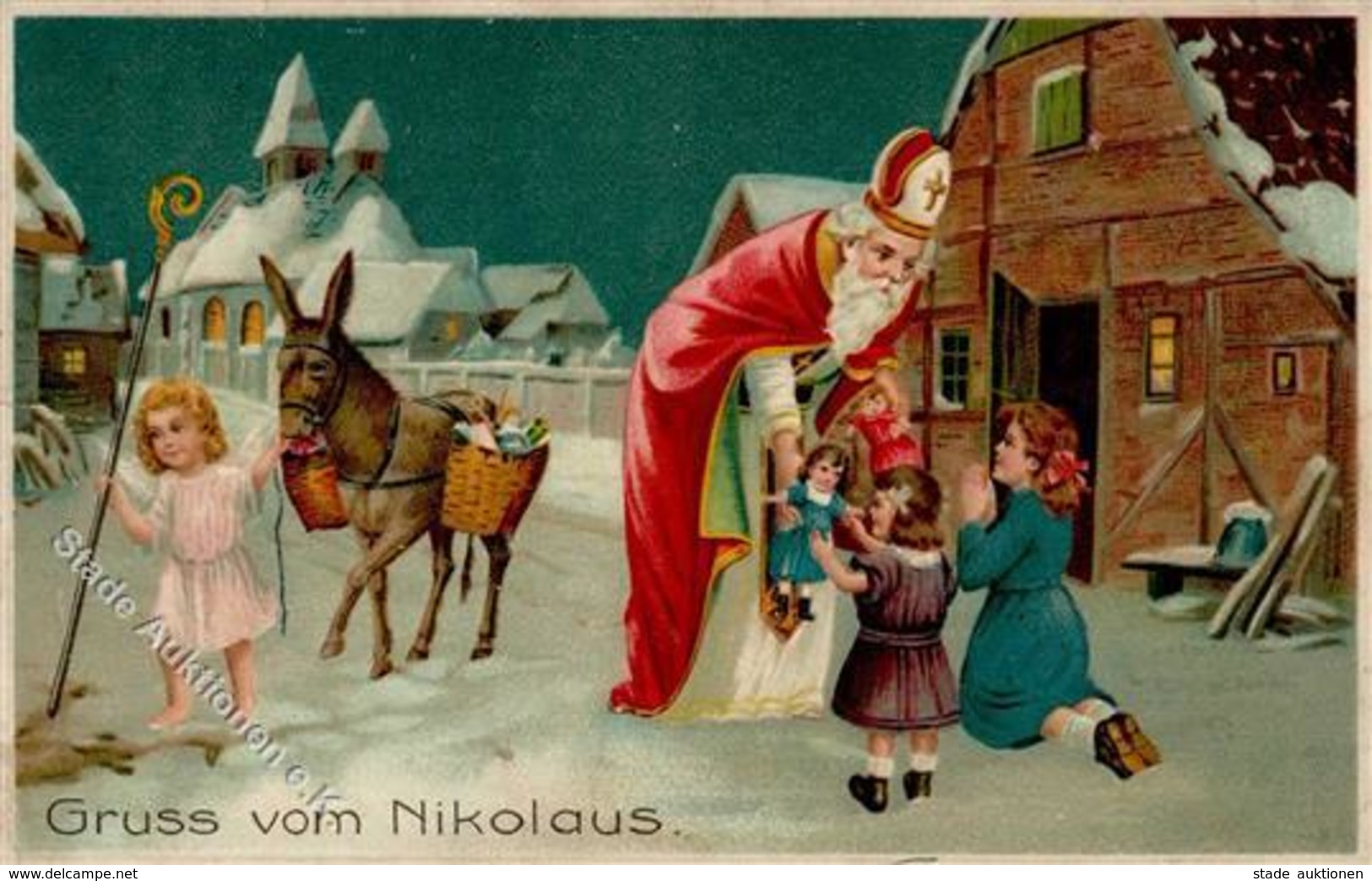 Nikolaus Kinder Puppen  Prägedruck 1916 II- (Einriss, Bug) Pere Noel - Sonstige & Ohne Zuordnung