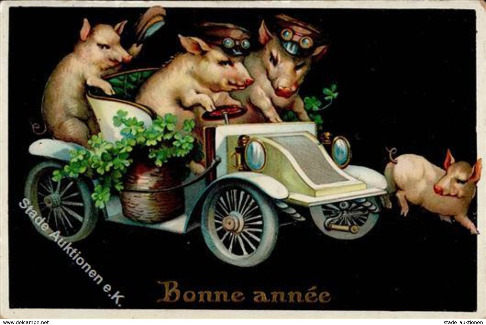 Neujahr Schweine Personifiziert Auto  1910 I-II Cochon Bonne Annee - Neujahr
