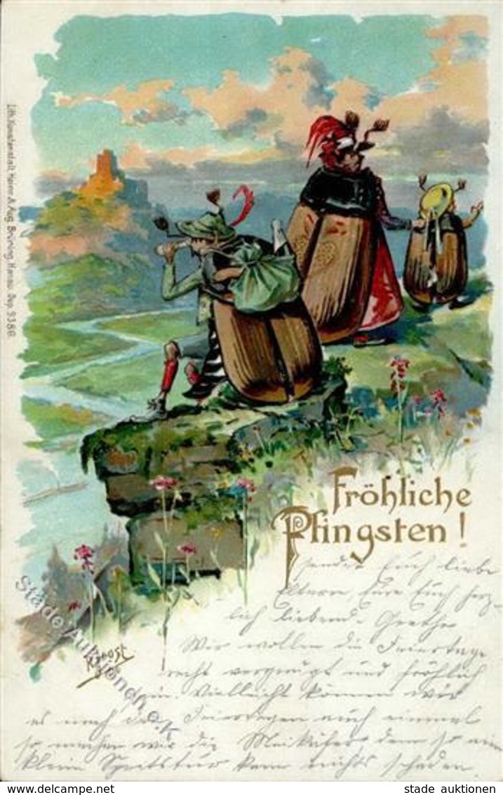Maikäfer Personifiziert Pfingsten Lithographie / Prägedruck 1900 I-II Hanneton - Other & Unclassified