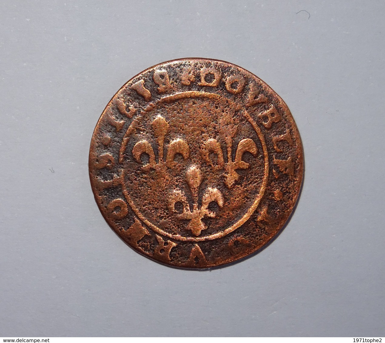 DOUBLE TOURNOIS LOUIS XIII 1639 AXE LOIRE RHONE - 1610-1643 Lodewijk XIII Van Frankrijk De Rechtvaardige