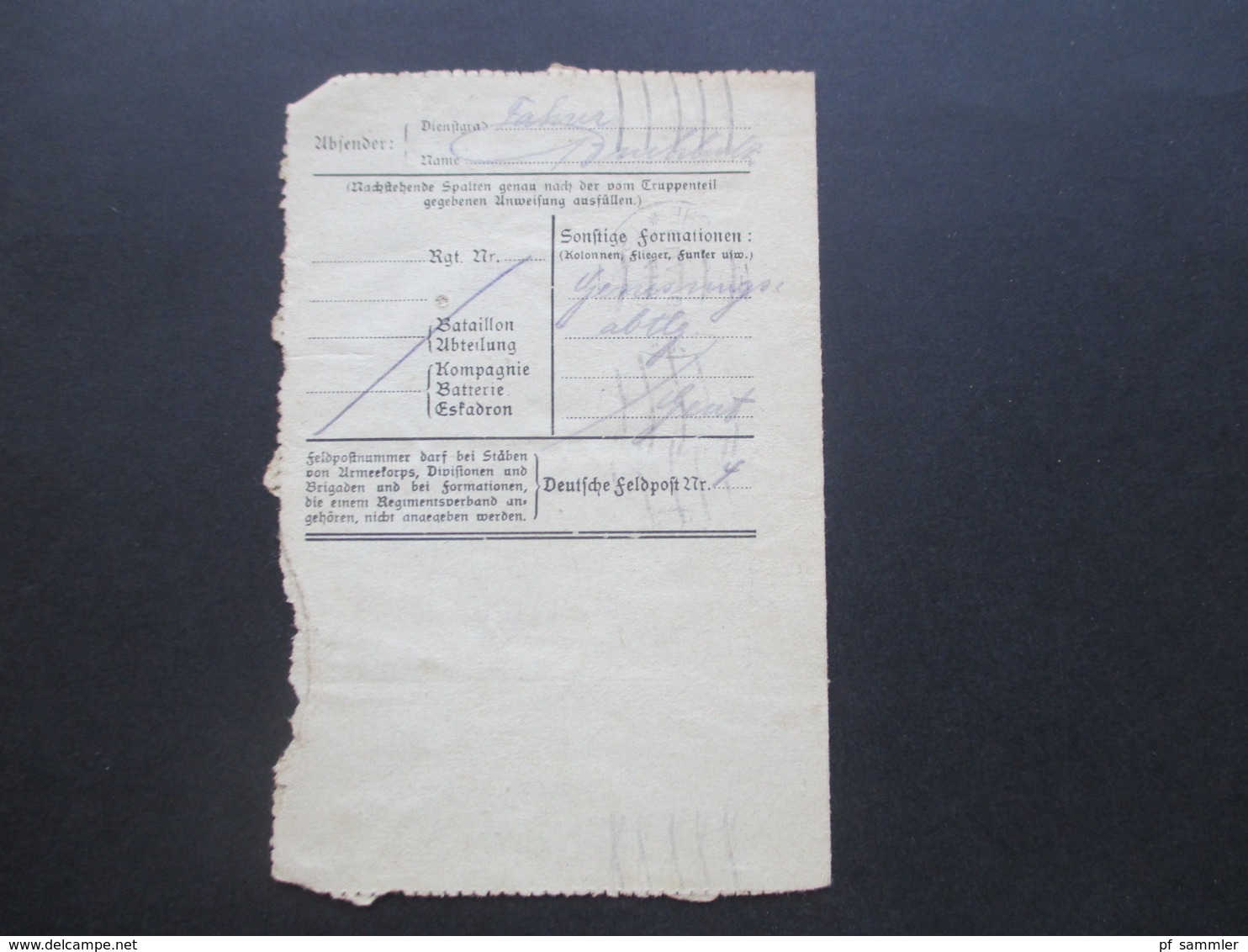 DR Feldpost 1. WK Feldpost 1917 Feldpostbrief Kais. Deutsche Feldpost Fahrer In Belgien Gent ?! - Briefe U. Dokumente