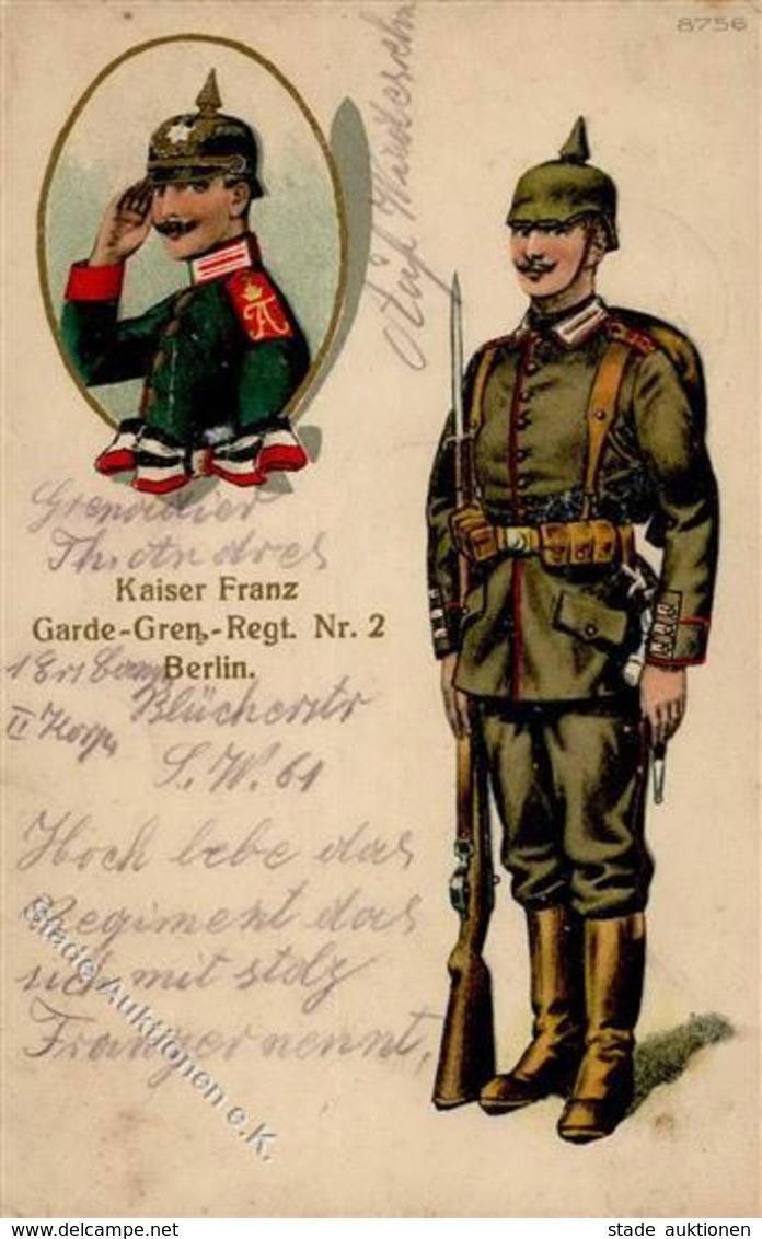 Regiment Berlin Mitte (1000) Nr. 2 Kaiser Franz Garde-Grenadier-Regt. 1917 I-II (kl. Stauchung) - Regimente