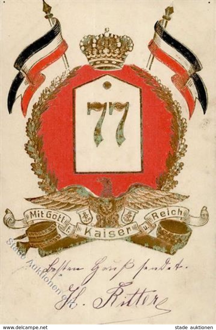 Regiment Celle (3100) Nr. 77 Inft.-Regt. Prägedruck 1907 II- (beschnitten) - Regimente