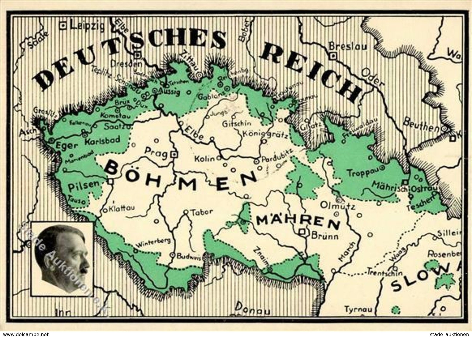 NS-LANDKARTE WK II - BÖHMEN MÄHREN 1938 Mit S-o I - Weltkrieg 1939-45