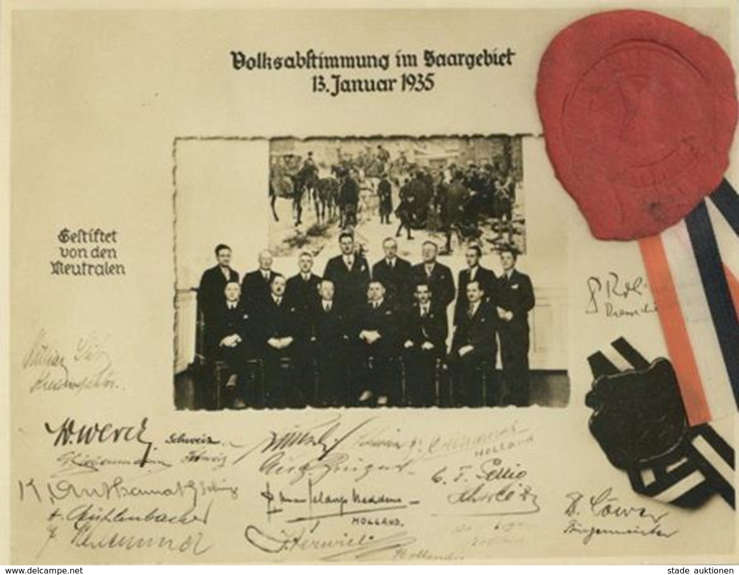 SAARBEFREIUNG 1935 WK II - So-Karte(keine Ak) Zur VOLKSABSTIMMUNG Gestiftet Von Den Neutralen I - Weltkrieg 1939-45