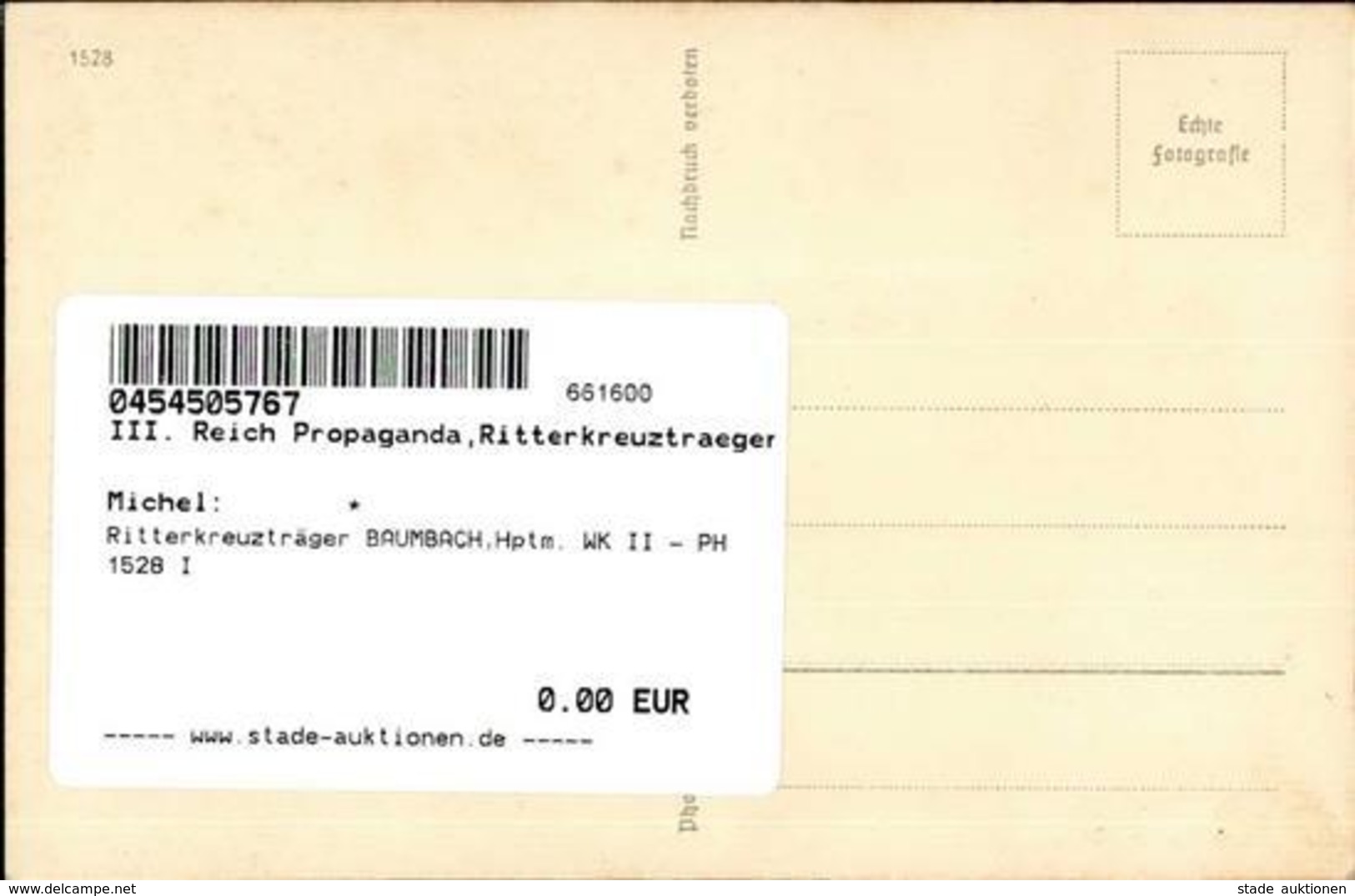 Ritterkreuzträger BAUMBACH,Hptm. WK II - PH 1528 I - War 1939-45
