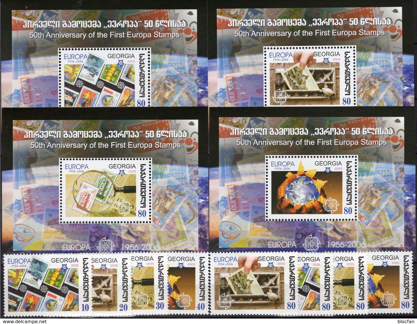 50 Jahre EUROPA Georgien 507/4+Blocks 35-38 ** 24€ Stamps On Stamp Blocs 1956-2006 S/s Philatelic Sheets Bf GEORGIA - Collections (without Album)