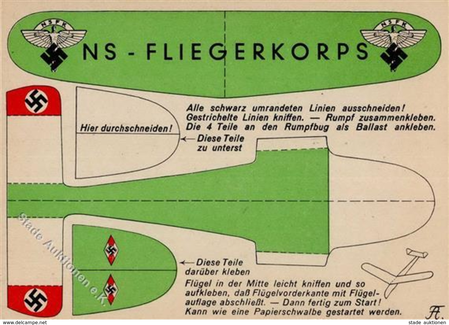 NS-FLIEGERKORPS WK II - NSFK-FLIEGER-HJ-Einheit - NSFK-STURM Prop-Ak InGRÜN I - Weltkrieg 1939-45