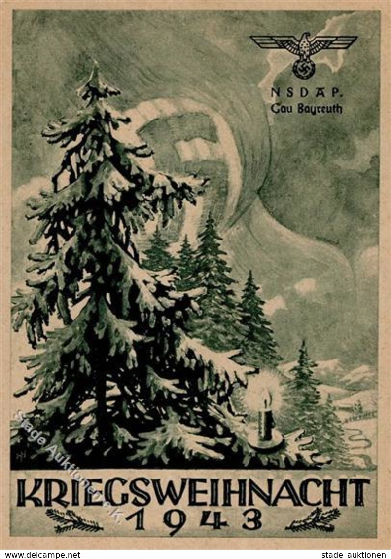 Weihnacht Im Feld WK II 1943 NSDAP Gau Bayreuth Künstlerkarte I-II - Oorlog 1939-45
