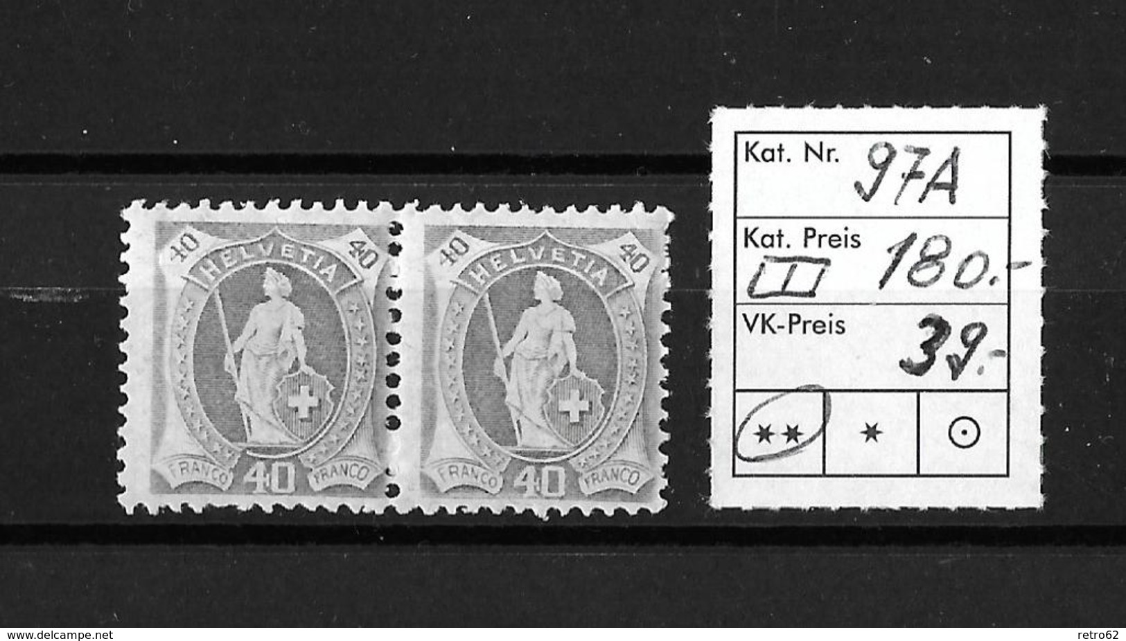 1882-1906 Stehende Helvetia (gezähnt)  → SBK-97A** Im Paar - Unused Stamps