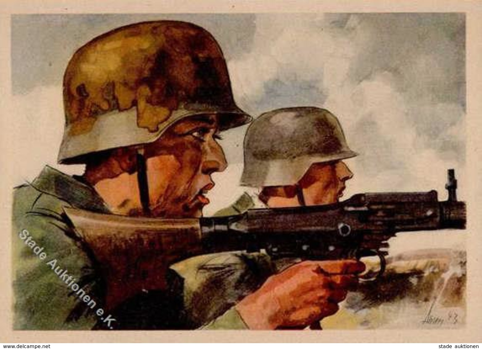WK II Am Leichten Maschinengewehr Sign. Ahlers I-II - Weltkrieg 1939-45