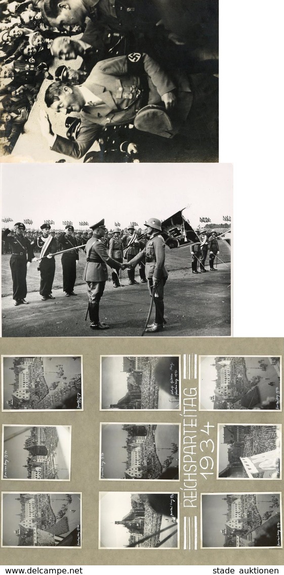 WK II Foto Parie Von 19 Teils Großformatigen Fotos U.a. Hitler Und Reichsparteitag I-II - Weltkrieg 1939-45