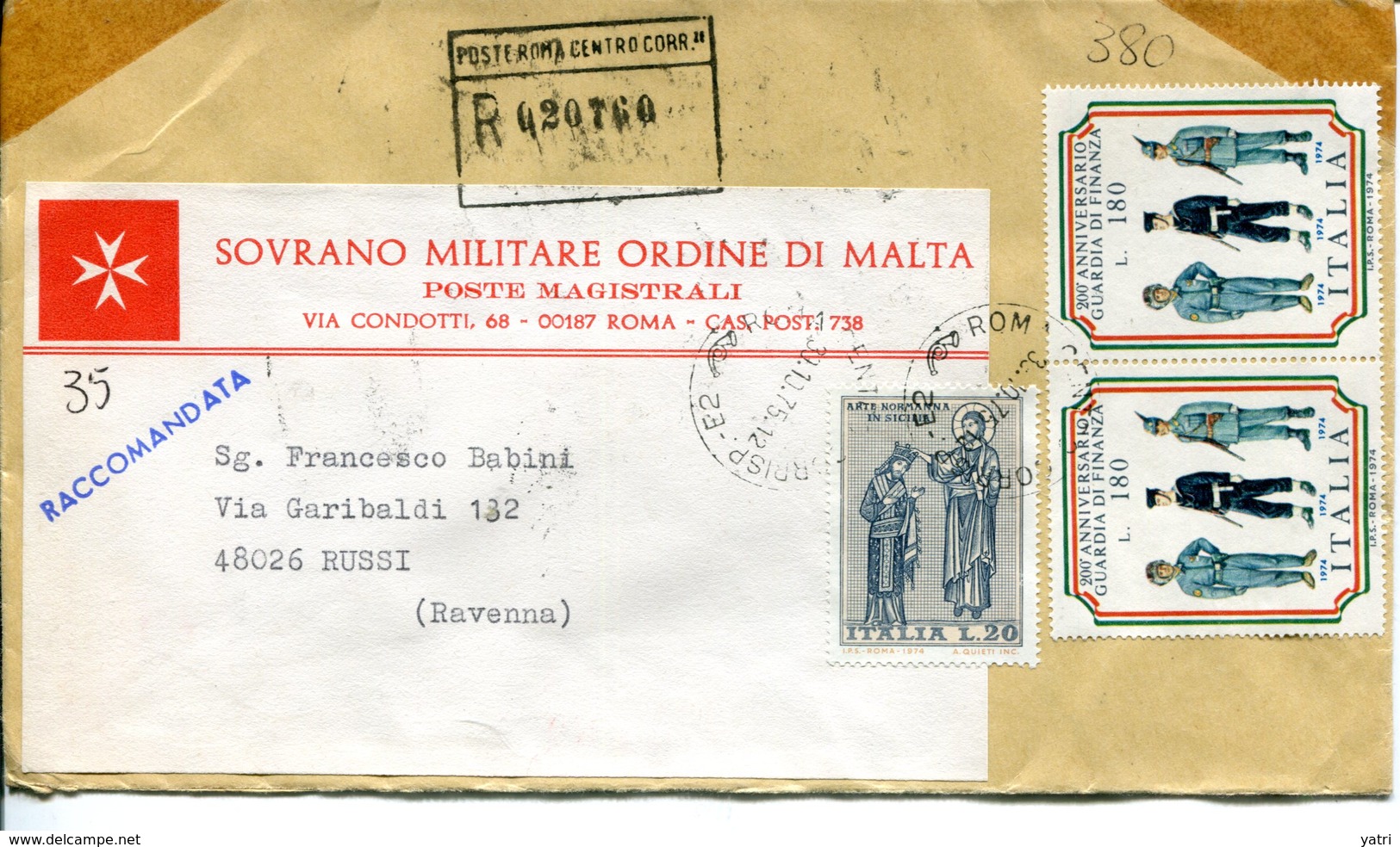 Affrancatura D'Italia Su Busta S.M.O.M. (1969) - Sovrano Militare Ordine Di Malta