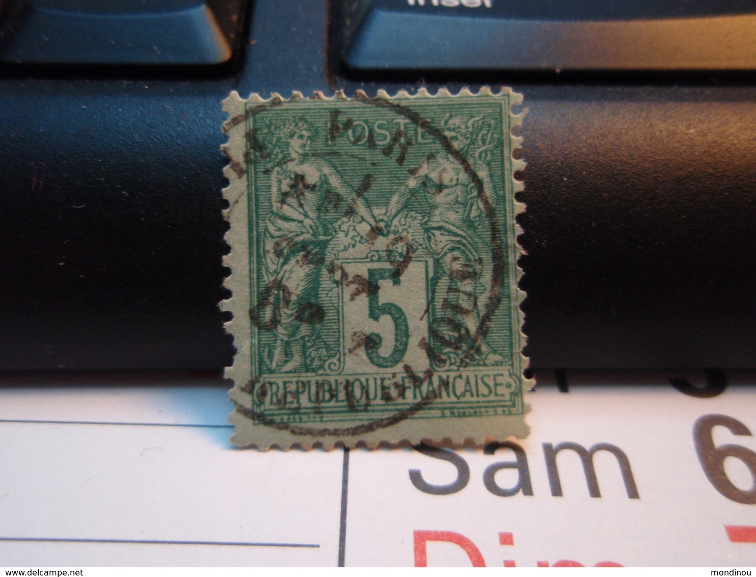 Timbre Sage  5 C Oblitéré. PARIS 188. - 1876-1898 Sage (Type II)