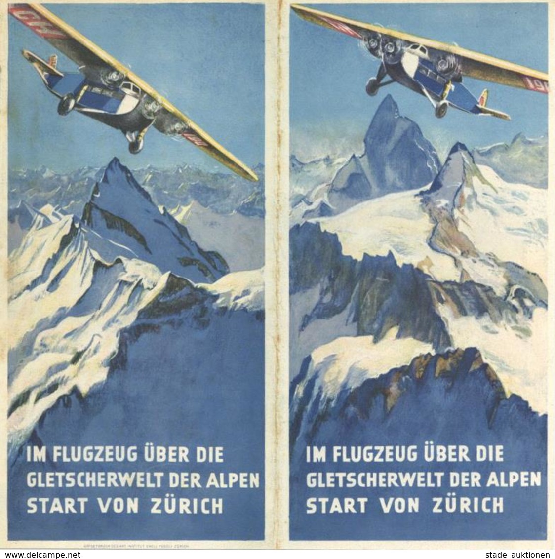 Flugzeug Swissair Bröschüre Im Flugzeug über Die Gletschwelt Der Alpen Start Von Zürich 8 Seiten Schöne Abbildungen II A - Sonstige & Ohne Zuordnung