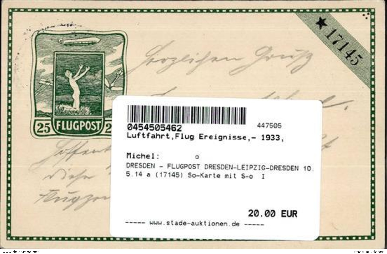 DRESDEN - FLUGPOST DRESDEN-LEIPZIG-DRESDEN 10.5.14 A (17145) So-Karte Mit S-o  I - Andere & Zonder Classificatie