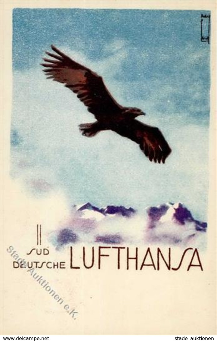 DEUTSCHE LUFTHANSA - Werbekarte Süddeutsche Lufthansa Als 1.Flugkarte Friedrichshafen-BÖBLINGEN 1929 - Sign. Künstlerkar - Sonstige & Ohne Zuordnung
