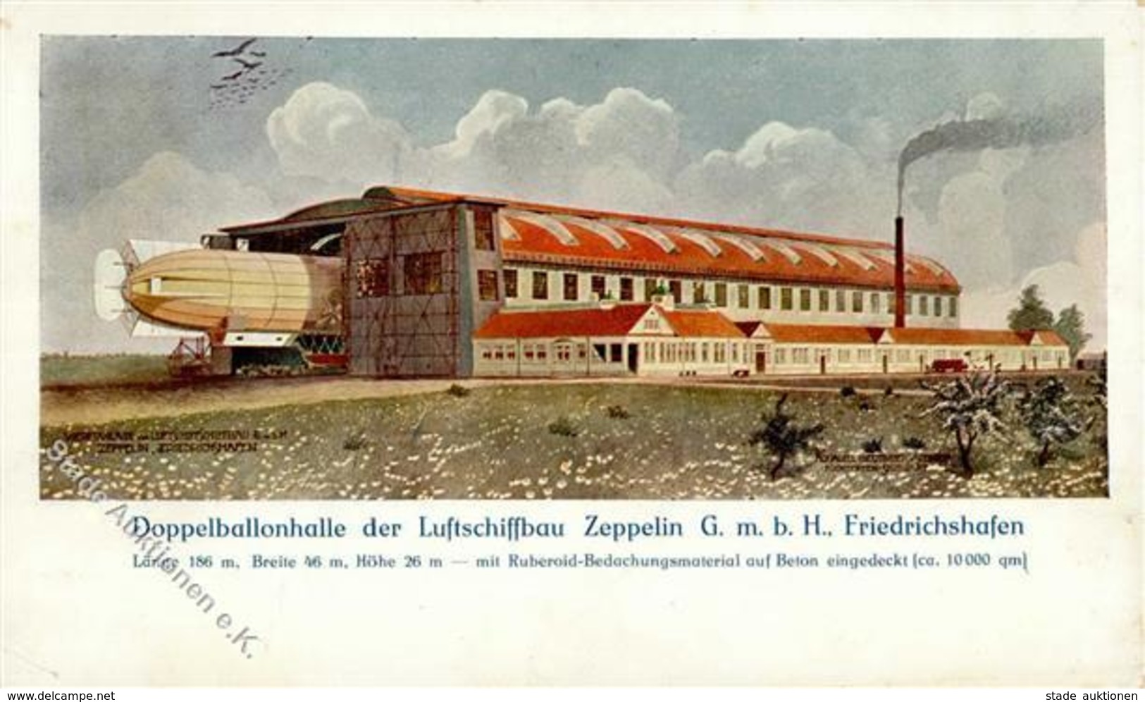 ZEPPELIN - Doppelballon Halle D. LUFTSCHIFFBAU ZEPPELIN FRIEDRICHSHAFEN - Ecke Gestoßen I-II - Zeppeline