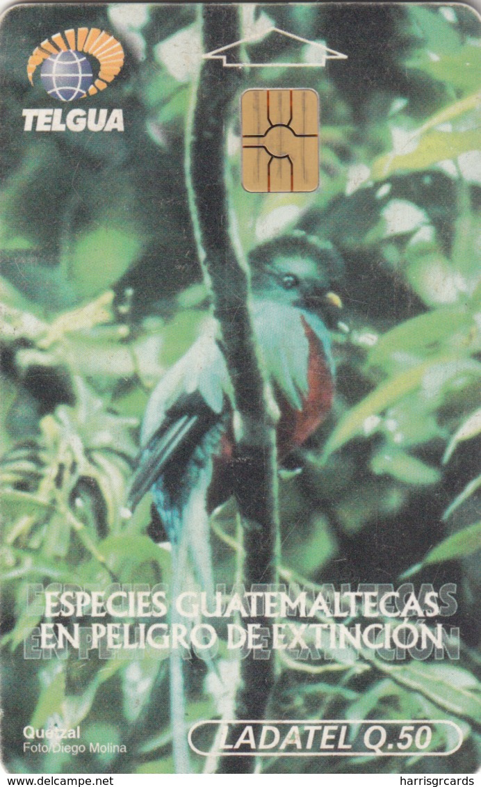 GUATEMALA - Quetzal Bird, Telgua-0010B, Gemplus - GEM5 (Red), Used - Guatemala