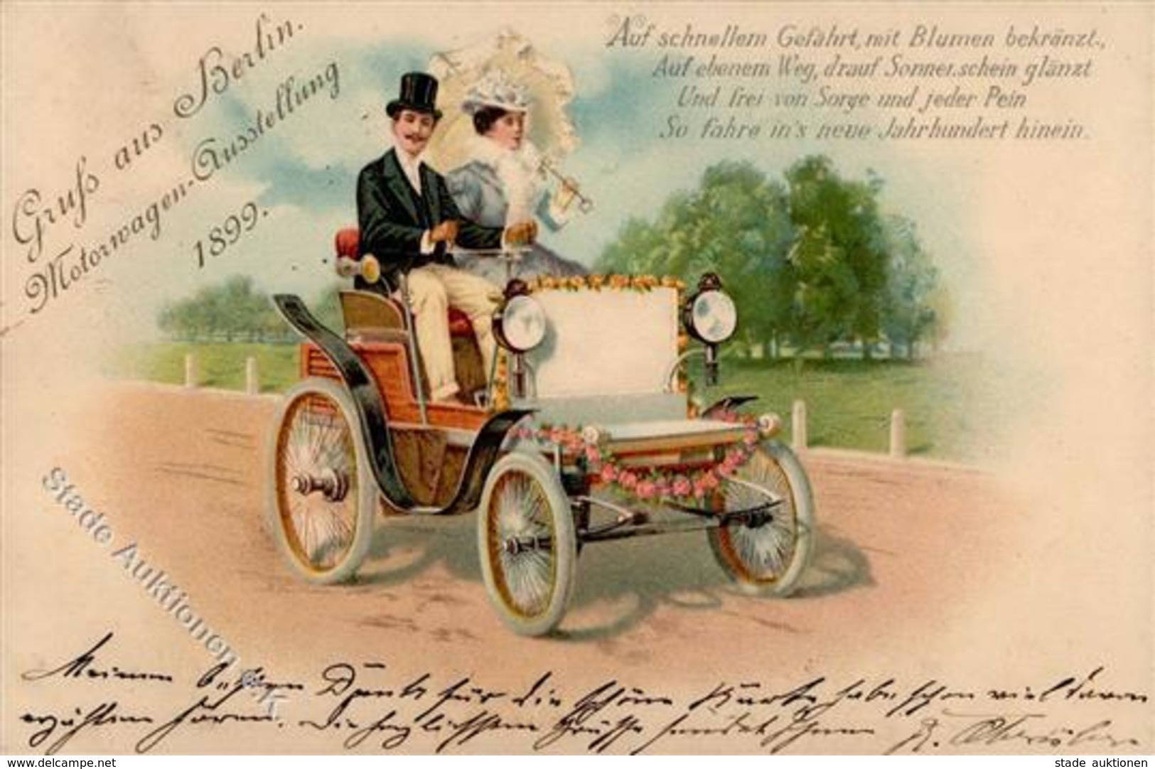 Oldtimer Berlin Mitte (1000) Motorwagen Ausstellung  Lithographie 1899 I-II Expo - Sonstige & Ohne Zuordnung