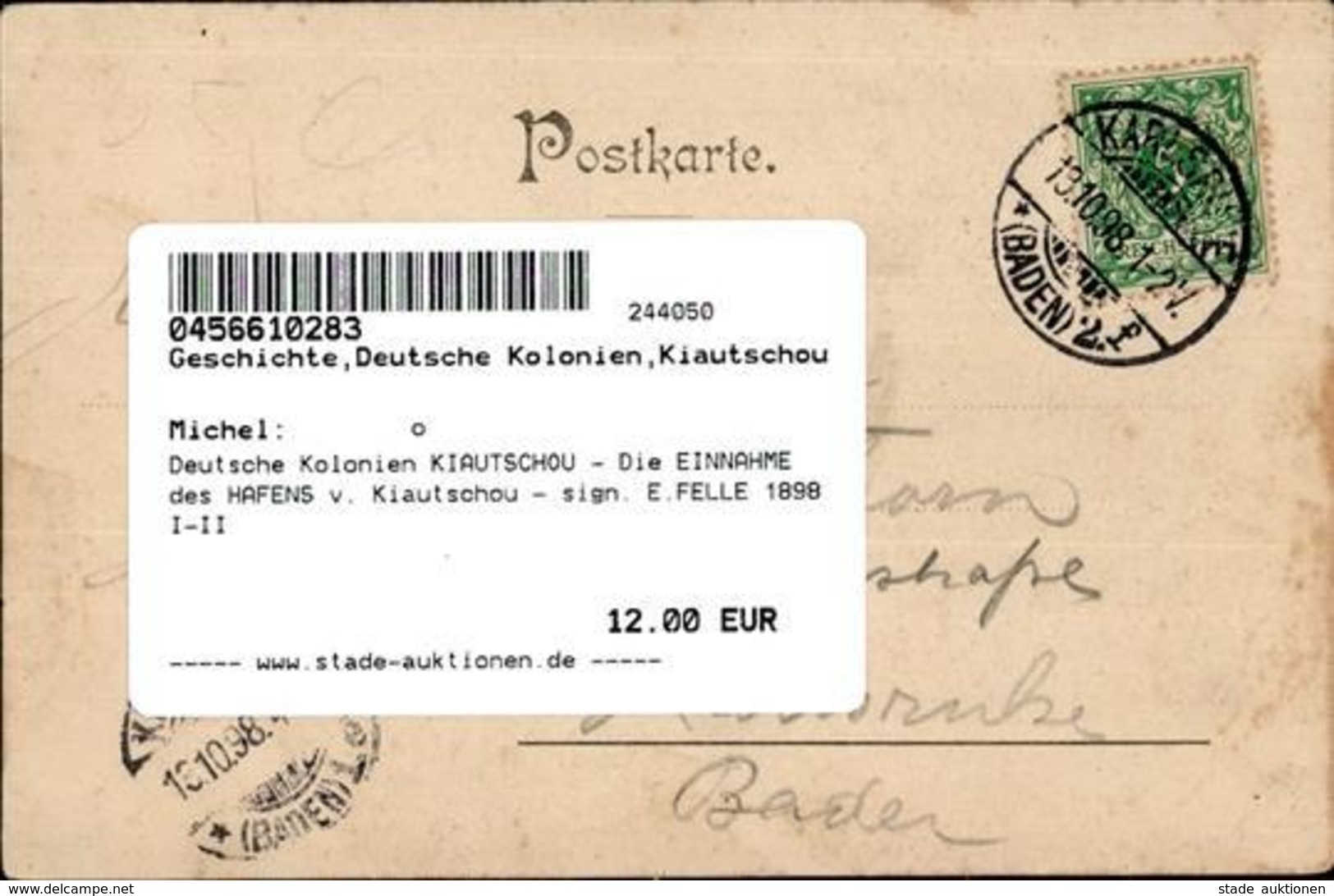 Deutsche Kolonien KIAUTSCHOU - Die EINNAHME Des HAFENS V. Kiautschou - Sign. E.FELLE 1898 I-II Colonies - Ohne Zuordnung