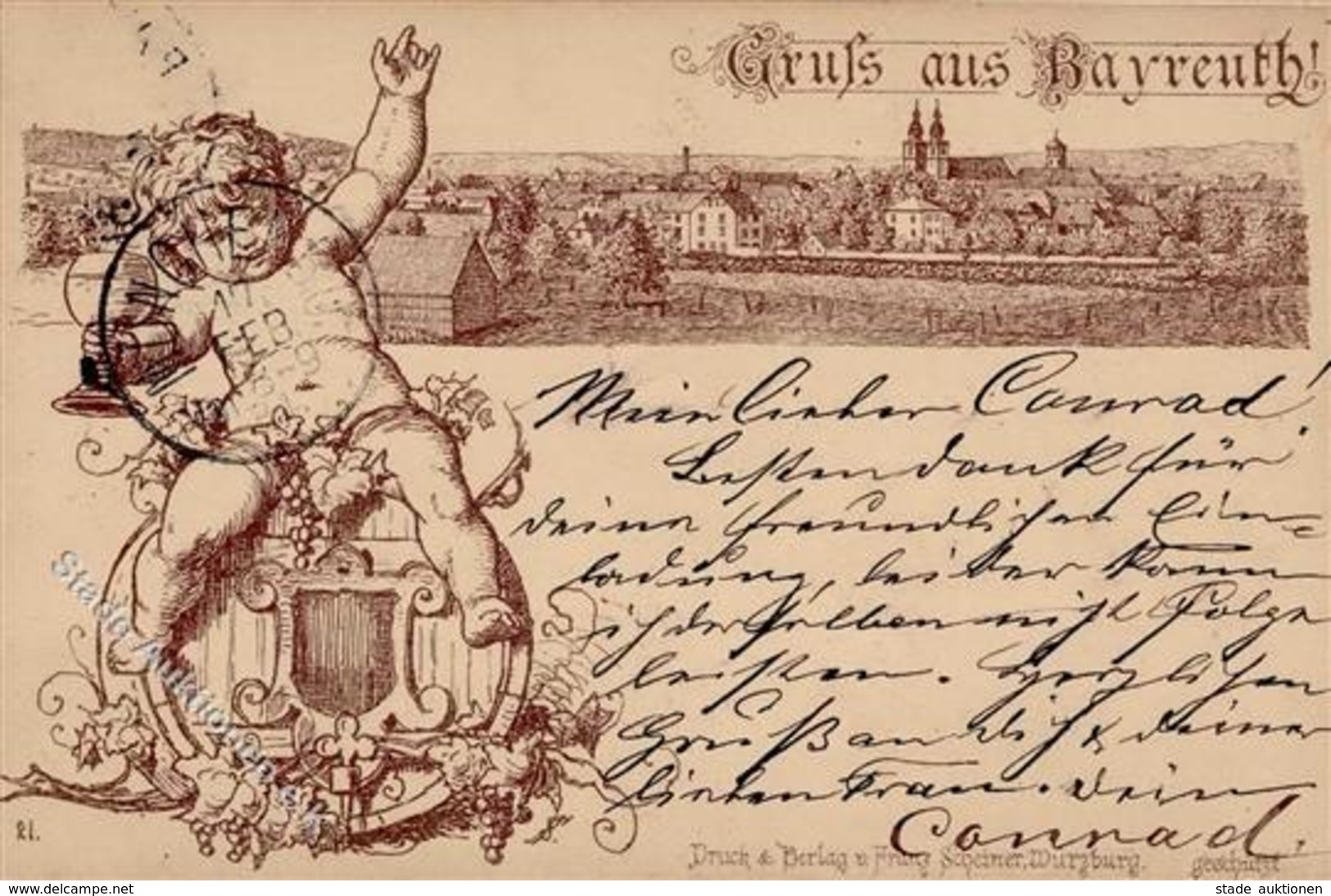 Vorläufer Bayreuth (8580) Wein Putte Verlag Scheiner, Würzburg  1886 I-II Vigne - Sonstige & Ohne Zuordnung