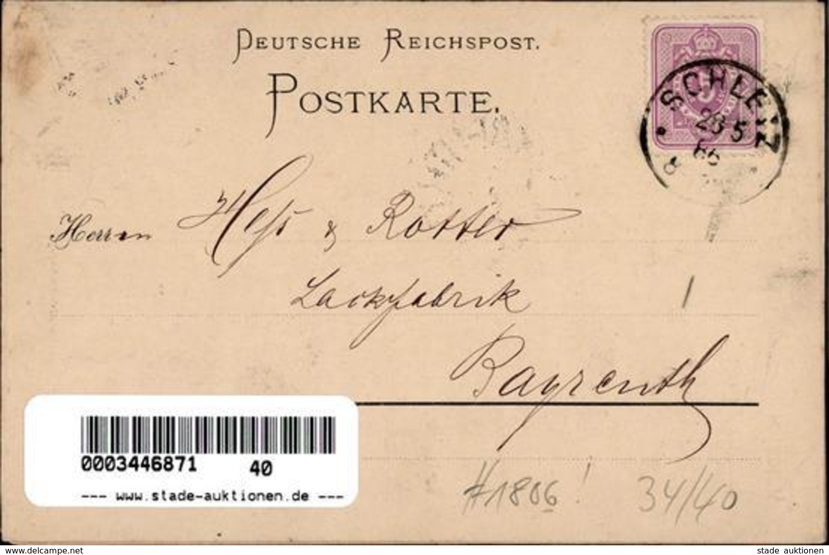 Vorläufer Bayreuth (8580) Wein Putte Verlag Scheiner, Würzburg  1886 I-II Vigne - Sonstige & Ohne Zuordnung