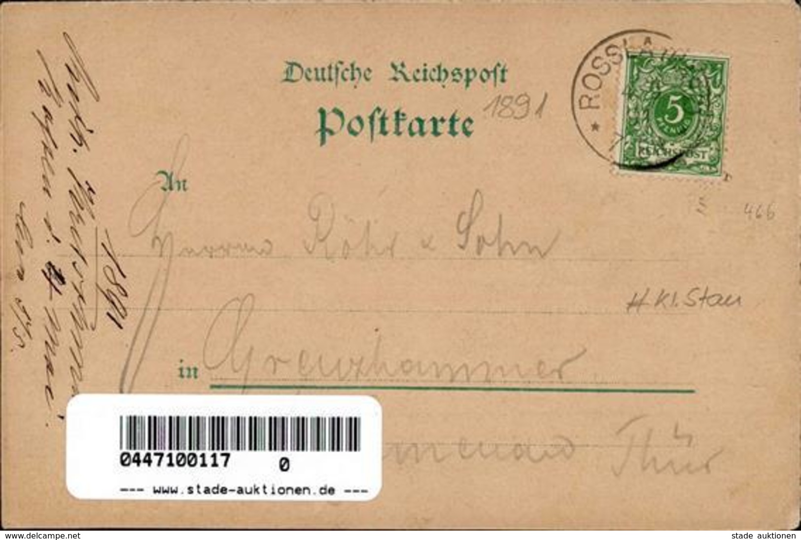 Vorläufer Roßlau (O4530) Kyffhäuser 1891 I-II (kl. Stauchung) - Sonstige & Ohne Zuordnung