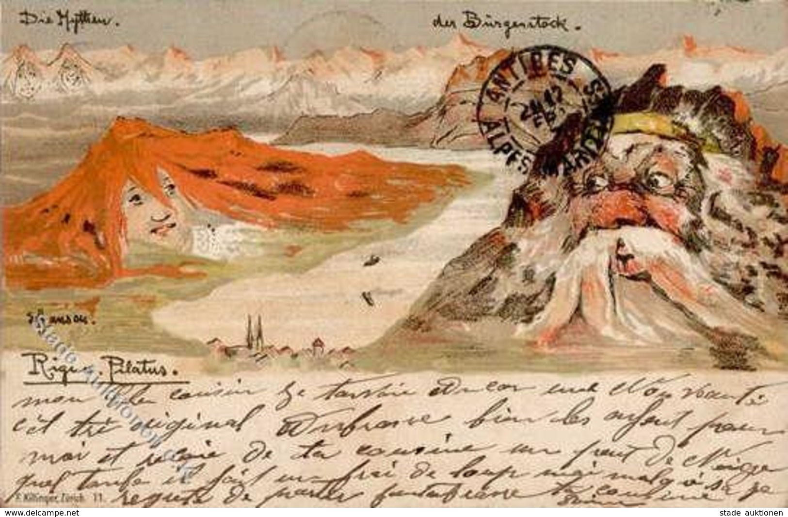 Berggesichter Sign. Hansen Rigi Und Pilatus 1897 I-II (fleckig) Face à La Montagne - Sonstige & Ohne Zuordnung