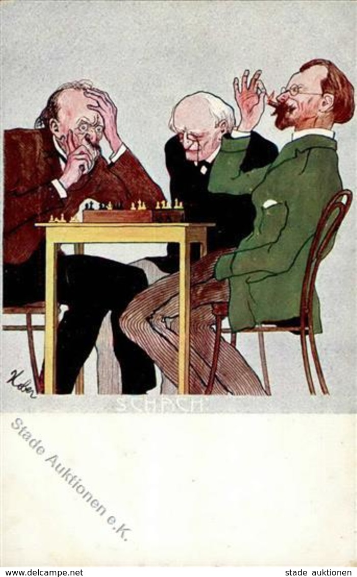 Schach Sign. Koben Künstlerkarte I-II - Schach