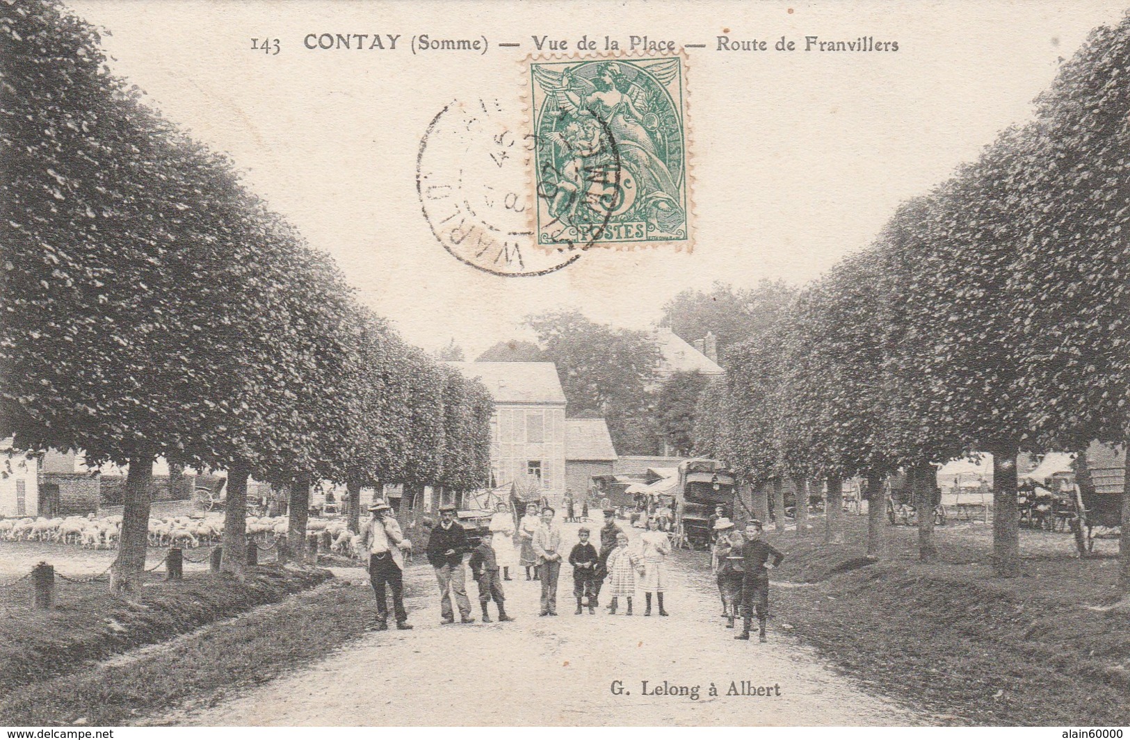 80 - CONTAY (Somme) - Vue De La Place - Route De Franvillers. - Animée. - Altri & Non Classificati