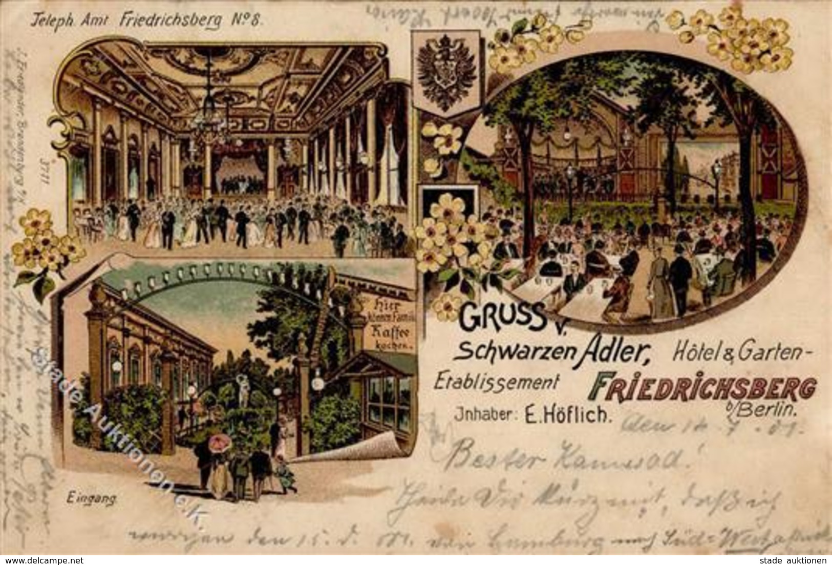 Berlin (1000) Friedrichsberg Gasthaus Schwarzer Adler E. Höflich 1901 II (Stauchung) - Ohne Zuordnung