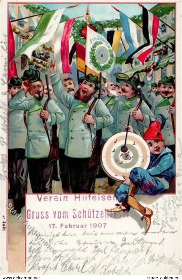 Berlin (1000) Schützenfest 17.2.1907 Verein Hufeisen 1907 I-II (Ecken Abgestoßen) - Ohne Zuordnung