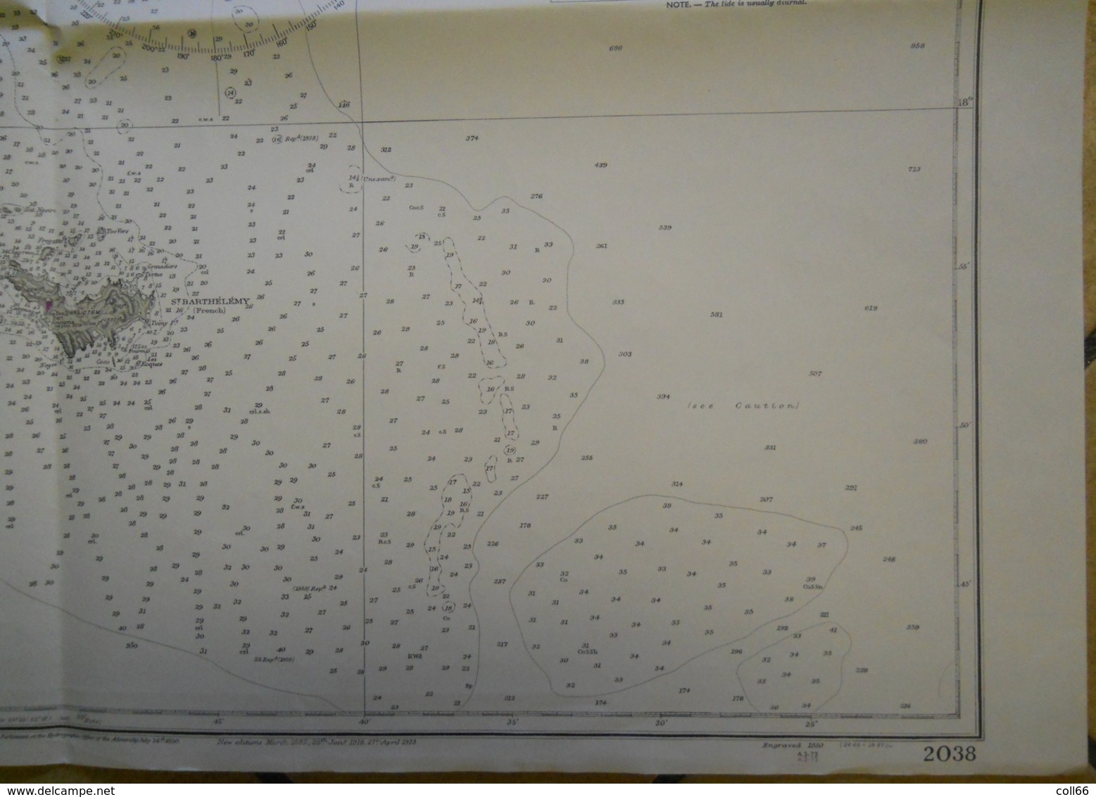 Carte Marine  Caraïbes Iles Anguilla St Martin Et St Barthelemy 1973-77 West Indies Antilles Sea Map 52x70 Cms - Cartas Náuticas