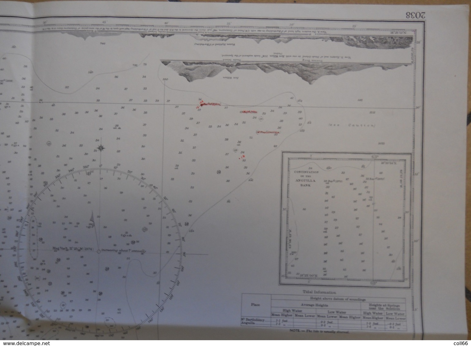 Carte Marine  Caraïbes Iles Anguilla St Martin Et St Barthelemy 1973-77 West Indies Antilles Sea Map 52x70 Cms - Cartes Marines