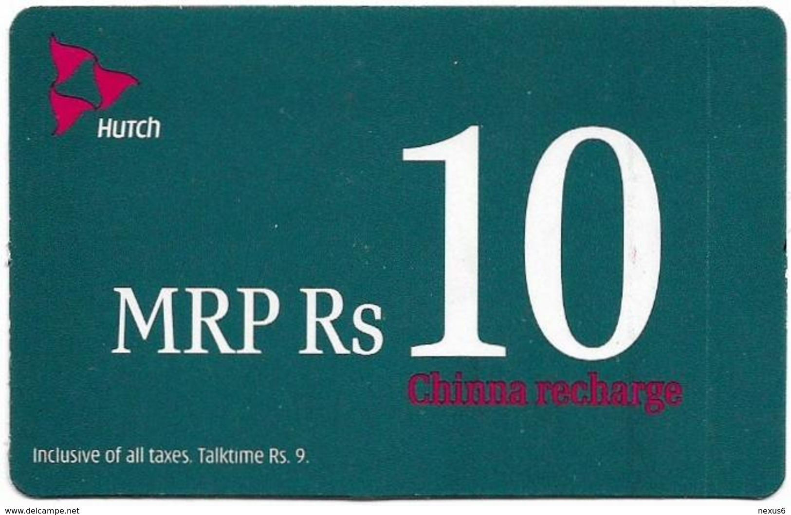 India - Hutch - Chinna Recharge, GSM Refill 10₹, Exp.04.2007, Used - Inde