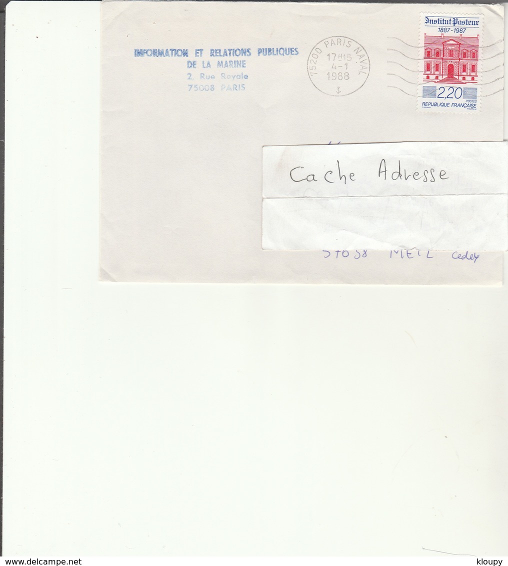 H 4  - Enveloppe Avec Cachet  PARIS NAVAL Et Cachet Marine  Relations Publiques - Poste Navale