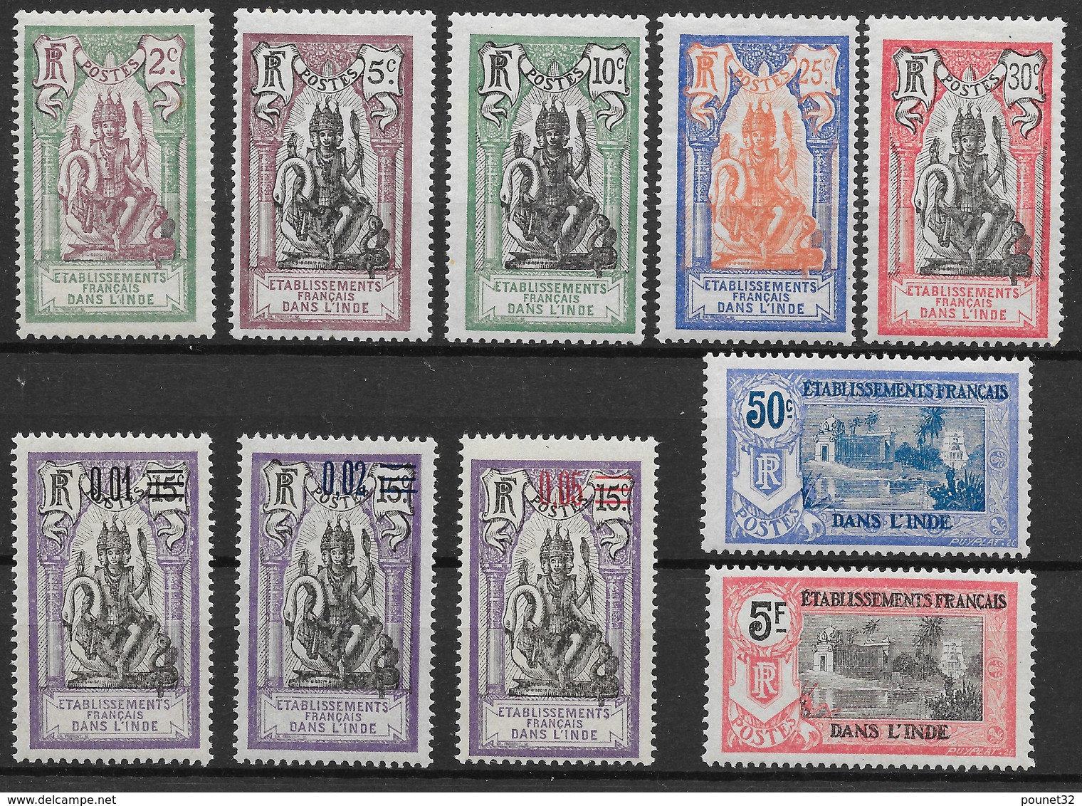 INDE FRANCAISE : SERIES DE 1922 N° 49/58 NEUVES * GOMME AVEC CHARNIERE - Unused Stamps