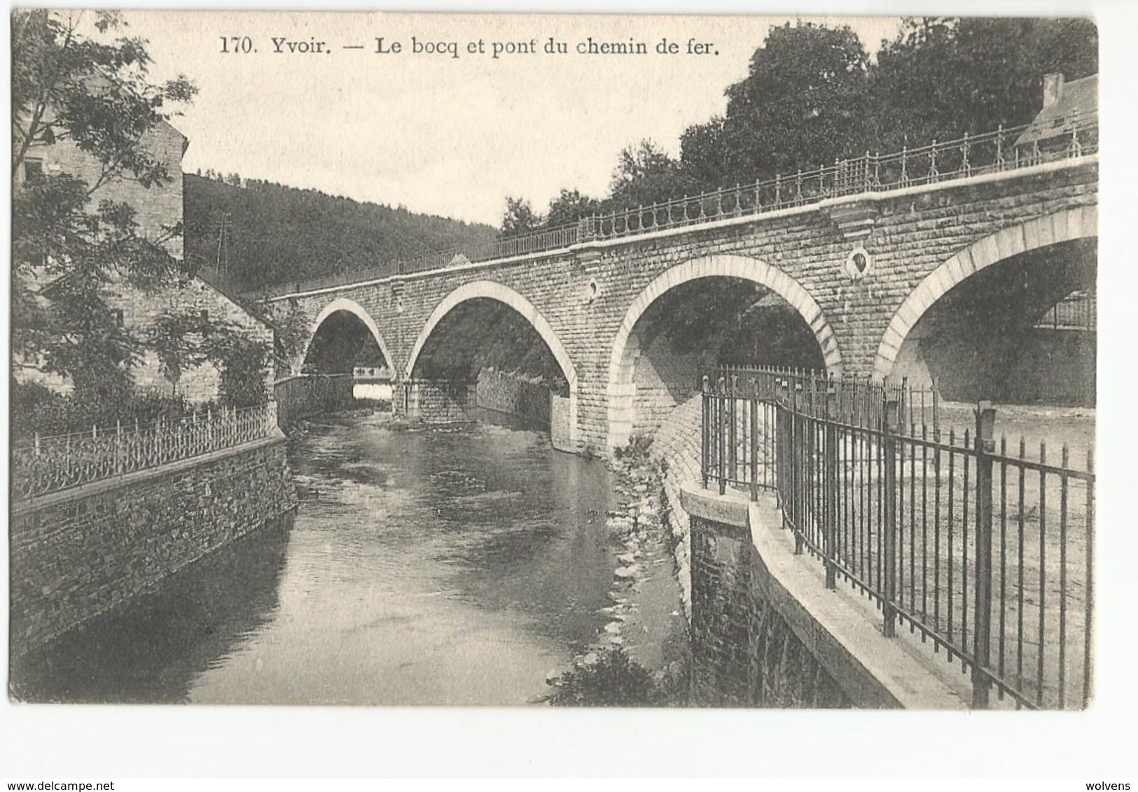Yvoir Le Bocq Et Le Pont Du Chemin De Fer Carte Postale Ancienne - Yvoir